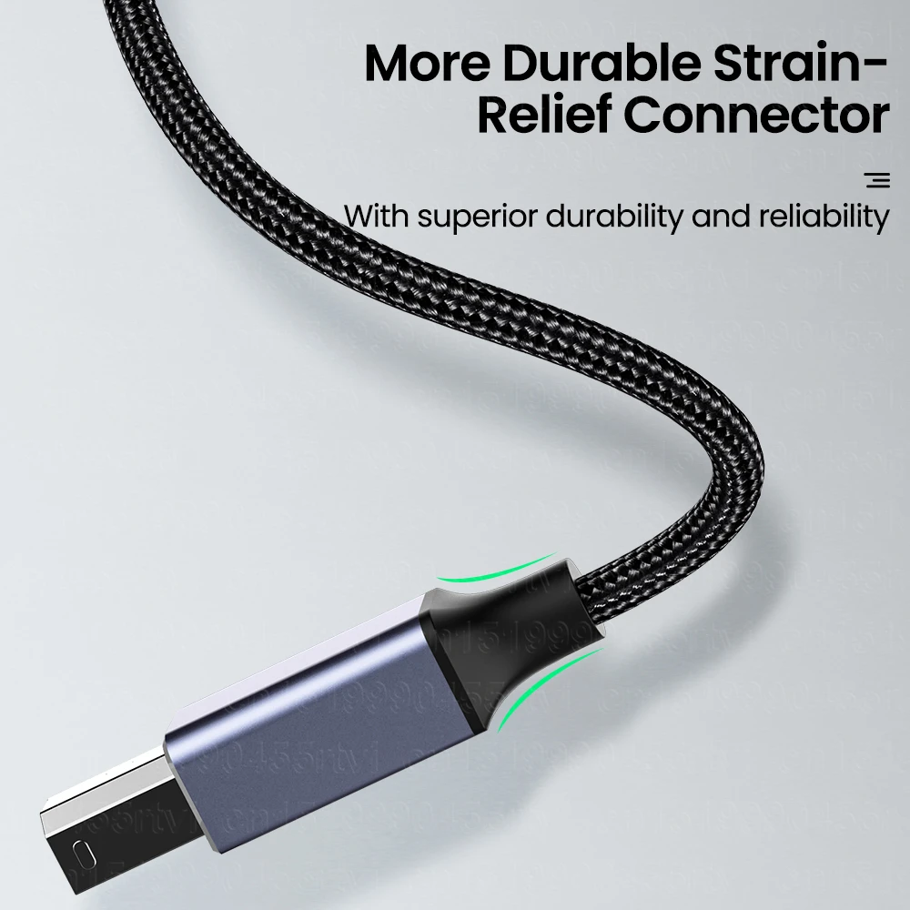 USB C에서 USB B 2.0 프린터 케이블 편조 프린터 스캐너 코드, 엡손 맥북 프로 HP 캐논 형제, 삼성 프린터 케이블