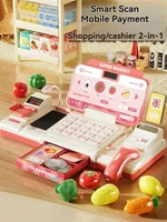 Supermarket Cash Register Toys Shopping Intelligent Recognition Pretend Play With Scanner Microphone Credit Card Toys for Kids 1