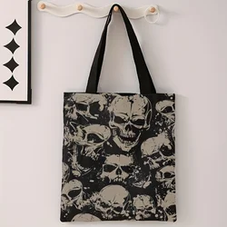 Gothic Chic Skull Tote - Stylish Reusable Polyester Handbag - 40X40cm