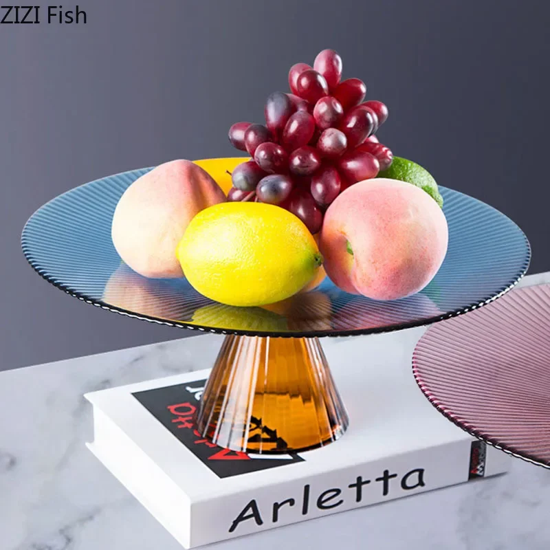 European Glass Fruits Plate Candy Dried Fruit Snack Plate Living Room Coffee Table Creative Household Fruit Tray Home Decor