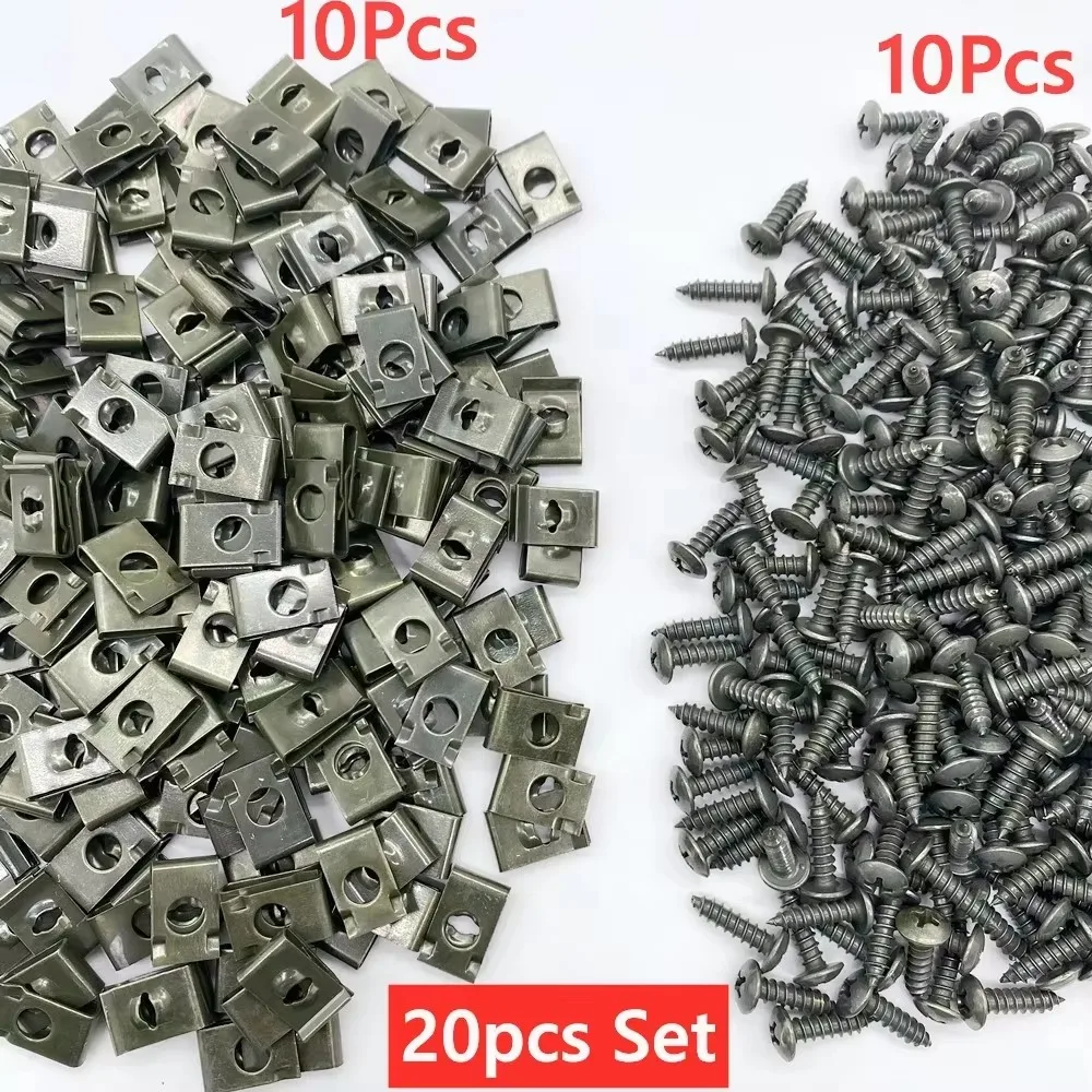 100Pcs-10Pc Mixed Car Metal Screw Tapping Fastener Clip U-Type Clip thumbnail 7