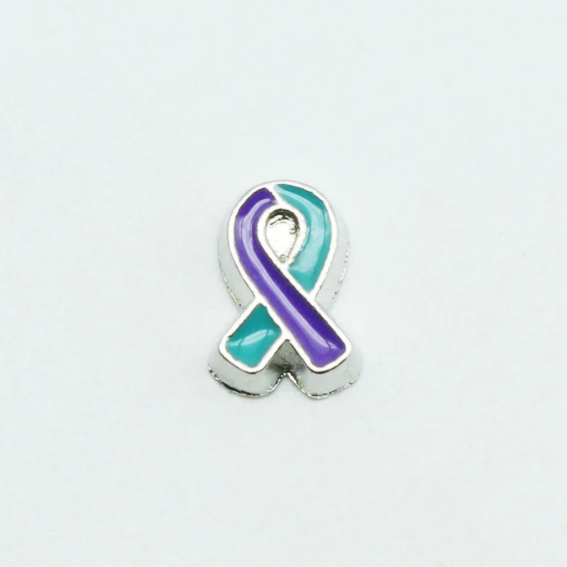 Mix Color 20pcs Enamel Pink Ribbon Cancer Floating Charms