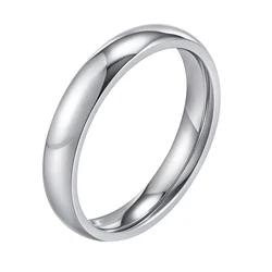 Gold Plated Stainless Steel Wedding Band - Elegant 4mm Engagement Ring - 8 (Silver)