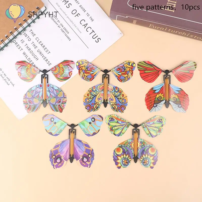 

10 pcs magic wind up flying butterfly surprise box explosion box in the book rubber band powered magic fairy flying toy gift