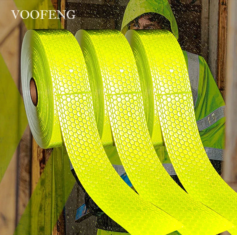 

VOOFENG Microprismatic Reflective PVC Tape Embossing Honeycomb Shape Sewing on Clothes Bag Warning Tape 5CM Width RS-6290