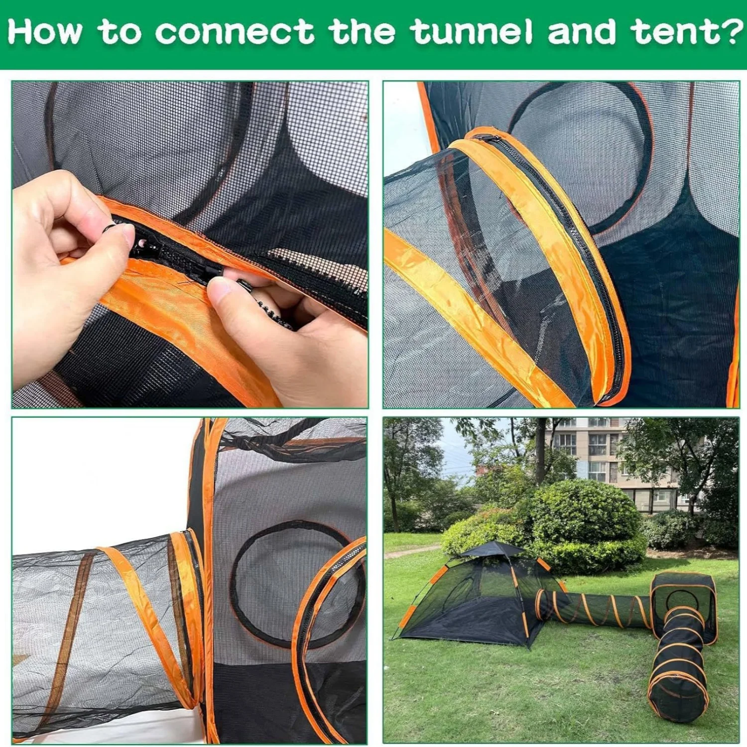 Foldable outdoor tunnel tent for cats and dogs, enclosed cat nest portable dog nest set pet tent channel, perfect for outdoor pe