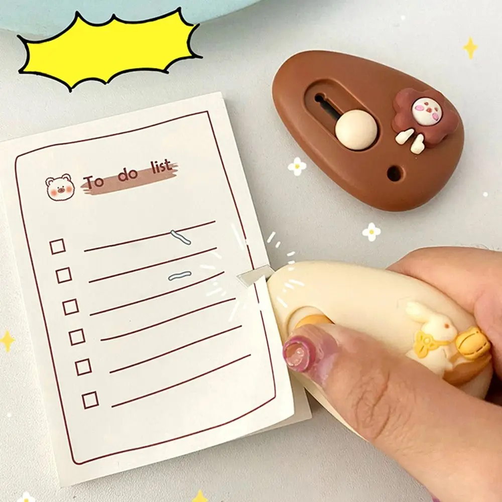 Mini Paper Cutting Knife Cartoon Cutter Retractable Letter Opener Carton Opener Box Opening Blade School Office Supplies