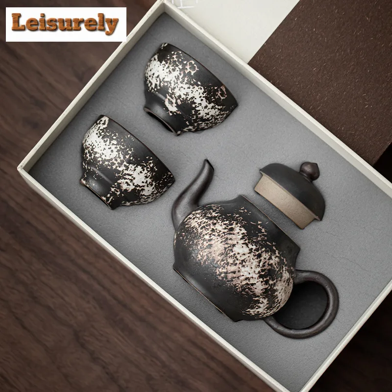 Wabi Sabi Style Powder Yin Ceramic Tea Set Complete Set Ancient Tea Ceremony Set Teapot And Tea Cup Set Tea Items Ornaments Gift