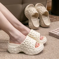 7CM Women Summer High Heeled Slippers Ladies Indoor Wedges Non-slips Sandals Couples Outdoor Beach Thick Sole EVA Flip Flops 2