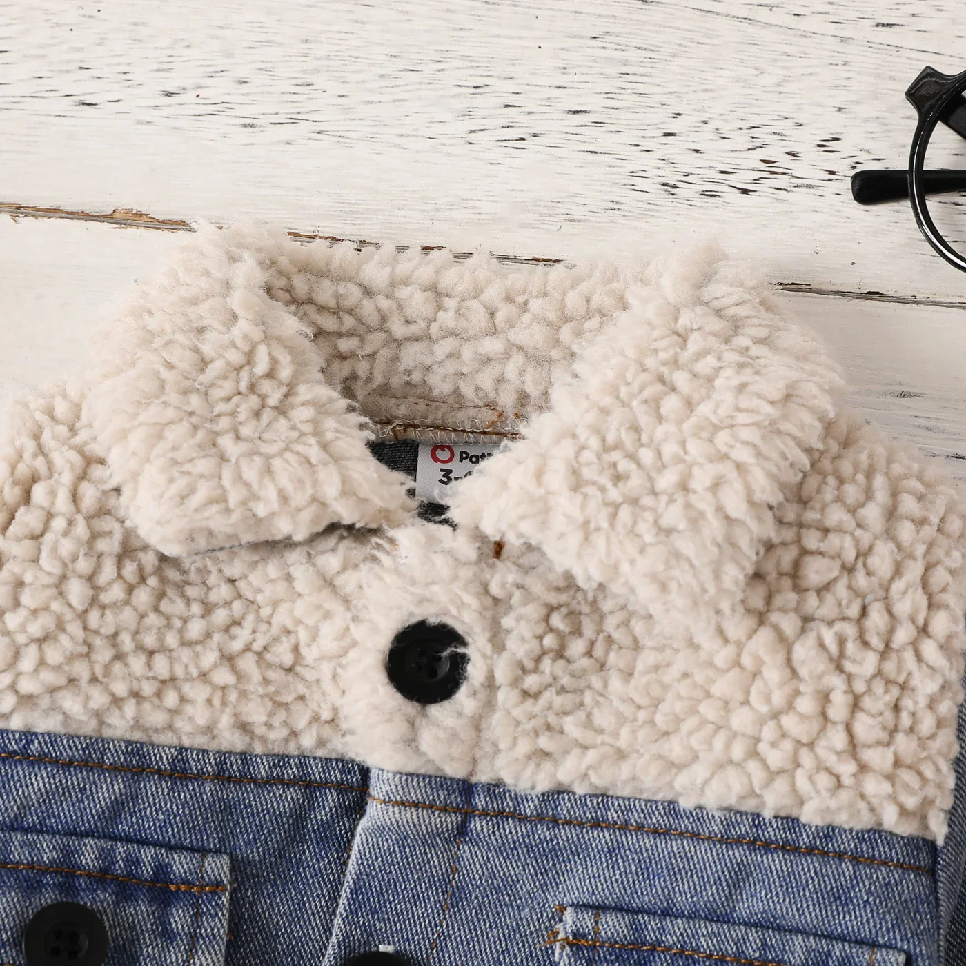 Baby Jacket Children Jacket PatPat Baby Boy/Girl Casual Solid Color Fleece-Stitching Denim Jacket Soft and Comfortable Perfect for Outings and Daily Wear