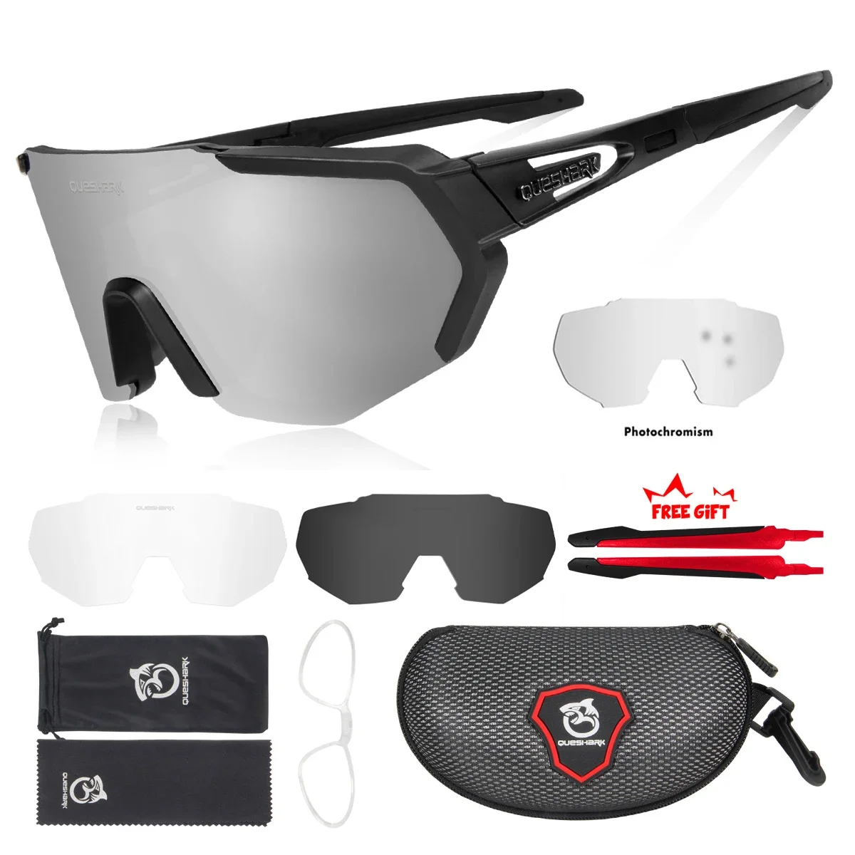 ppeeqq Model-II P R O Photochromic Fietsbril Mat Zwart met Rode Lens