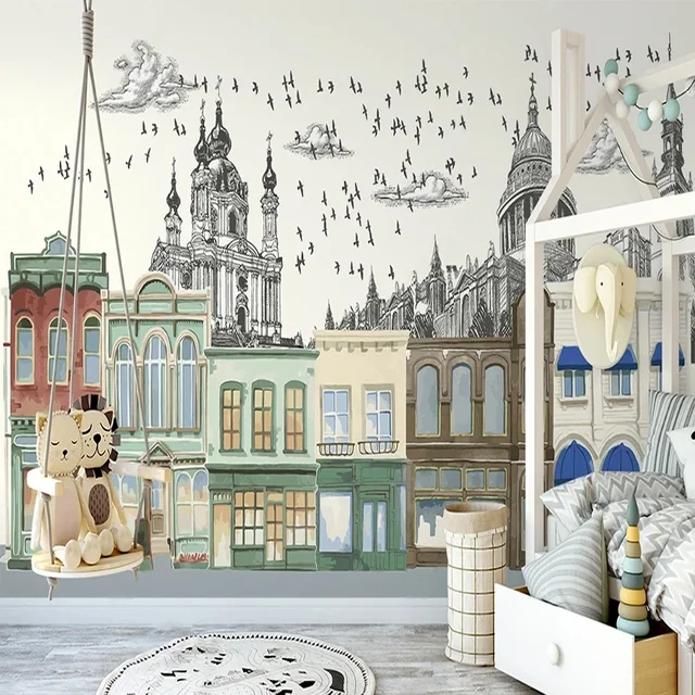 Custom 3D ภาพจิตรกรรมฝาผนังวอลล์เปเปอร์มือวาดบทคัดย่ออาคารยุโรป Street Wall ผ้าห้องนั่งเล่นโซฟาทีวีพื้นหลัง Wall Decor 1