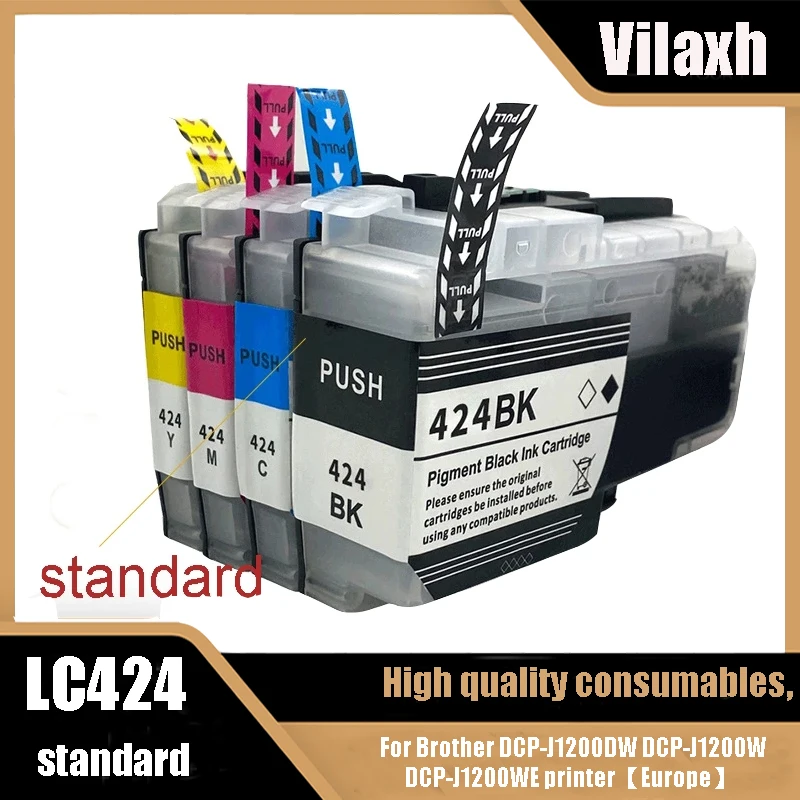 

Vilaxh LC424 Standard LC-424 Compatible Ink Cartridge For Brother DCP-J1200DW DCP-J1200W DCP-J1200WE printer【Europe】