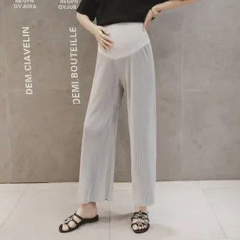 Summer Maternity Suit Summer Cool Ice Silk Pants Wide-leg Pants Thin Outfit