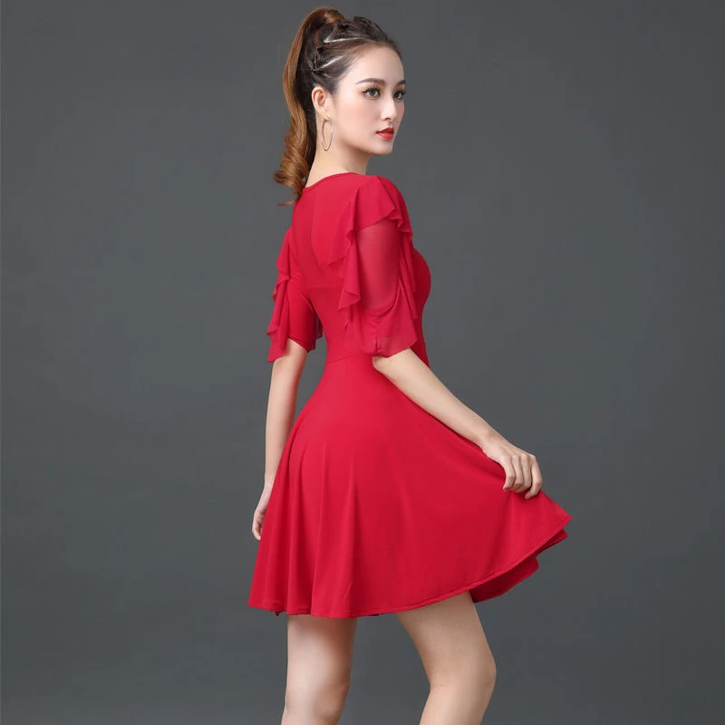 National Standard Dance Dress Latin Dance Social Dance Costume Performance Practice Big Swing Dress Jitba Dance
