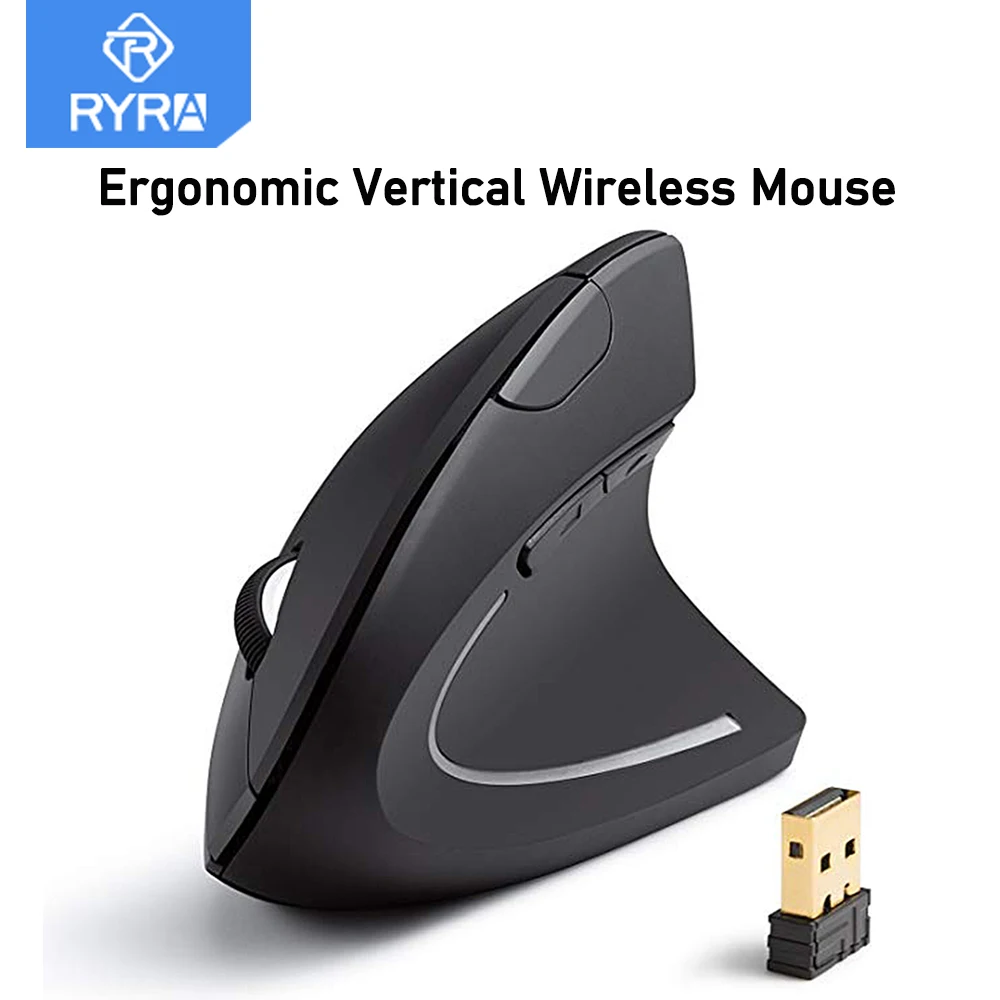 

RYRA Vertical Wireless Mouse Game Rechargeable Ergonomic Desktop Upright Mause RGB Optical 2.4G USB Gaming Mouse For PC Laptops