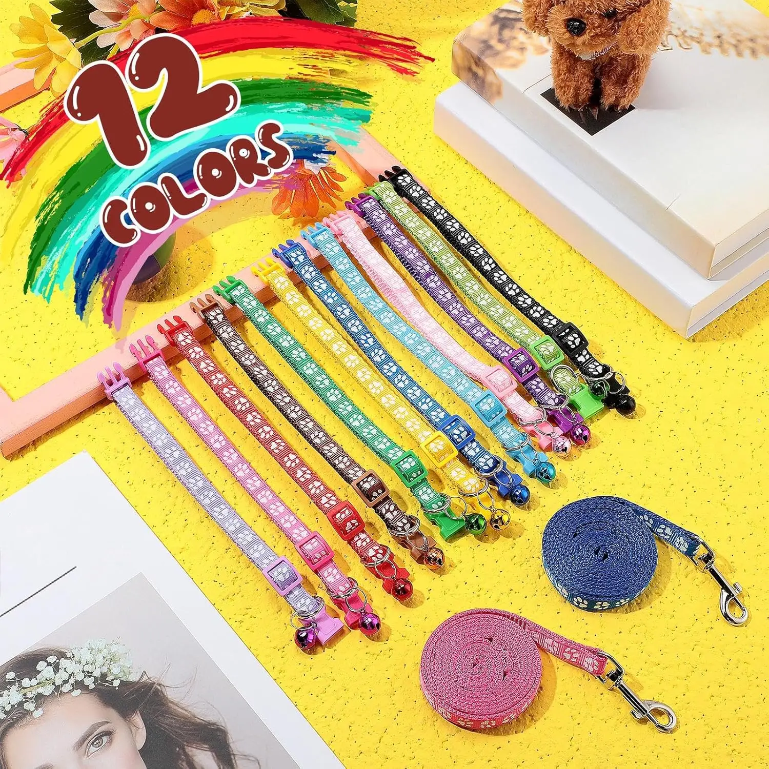 Paw Print Pet Collar Set 5