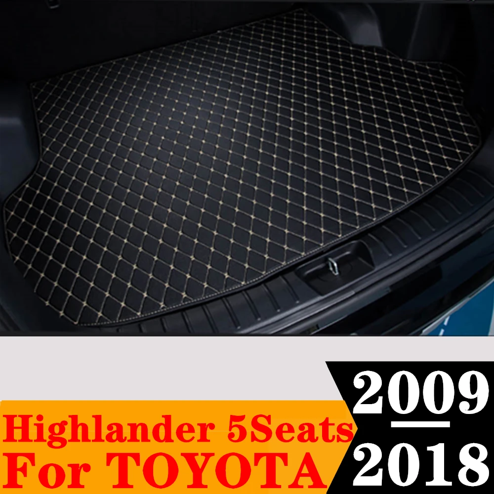 

Sinjayer Car AUTO Trunk Mat ALL Weather Tail Boot Luggage Pad Carpet Flat Side Cargo Liner Cover For Toyota Highlander 2009-2018