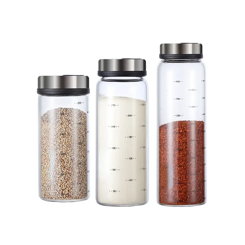 Seasoning Jar Salt Shaker Spices Bottle High Borosilicate Glass Seasoning Can With Rotary Lid