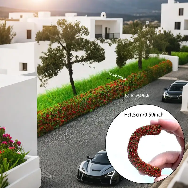 2Pcs Simulation Green Grass Fence Shrub Strips - DIY Sand Table Materials For Indoor Outdoor Building Diorama Model Accessories