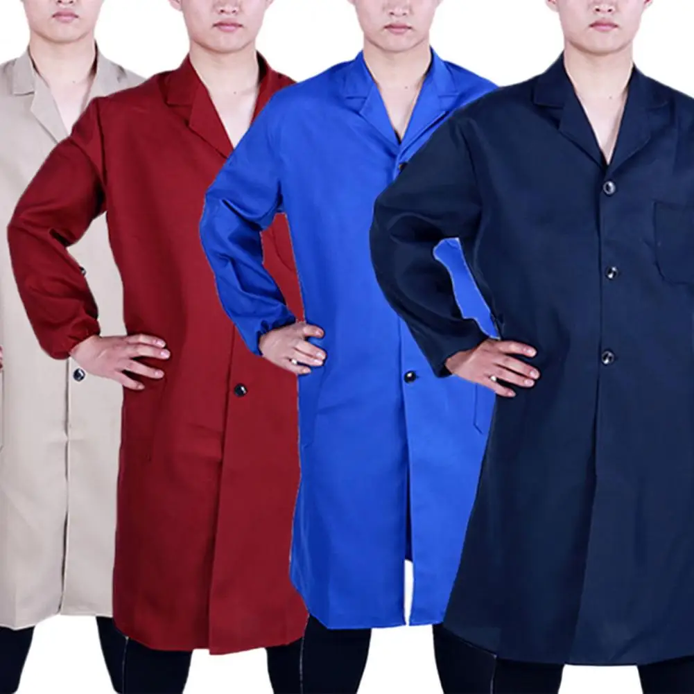 Work Clothes Durable Dirt-resistant Work Clothes with Pockets for Warehouse Workers Long Sleeve Loose Fit Robe Style Ergonomic