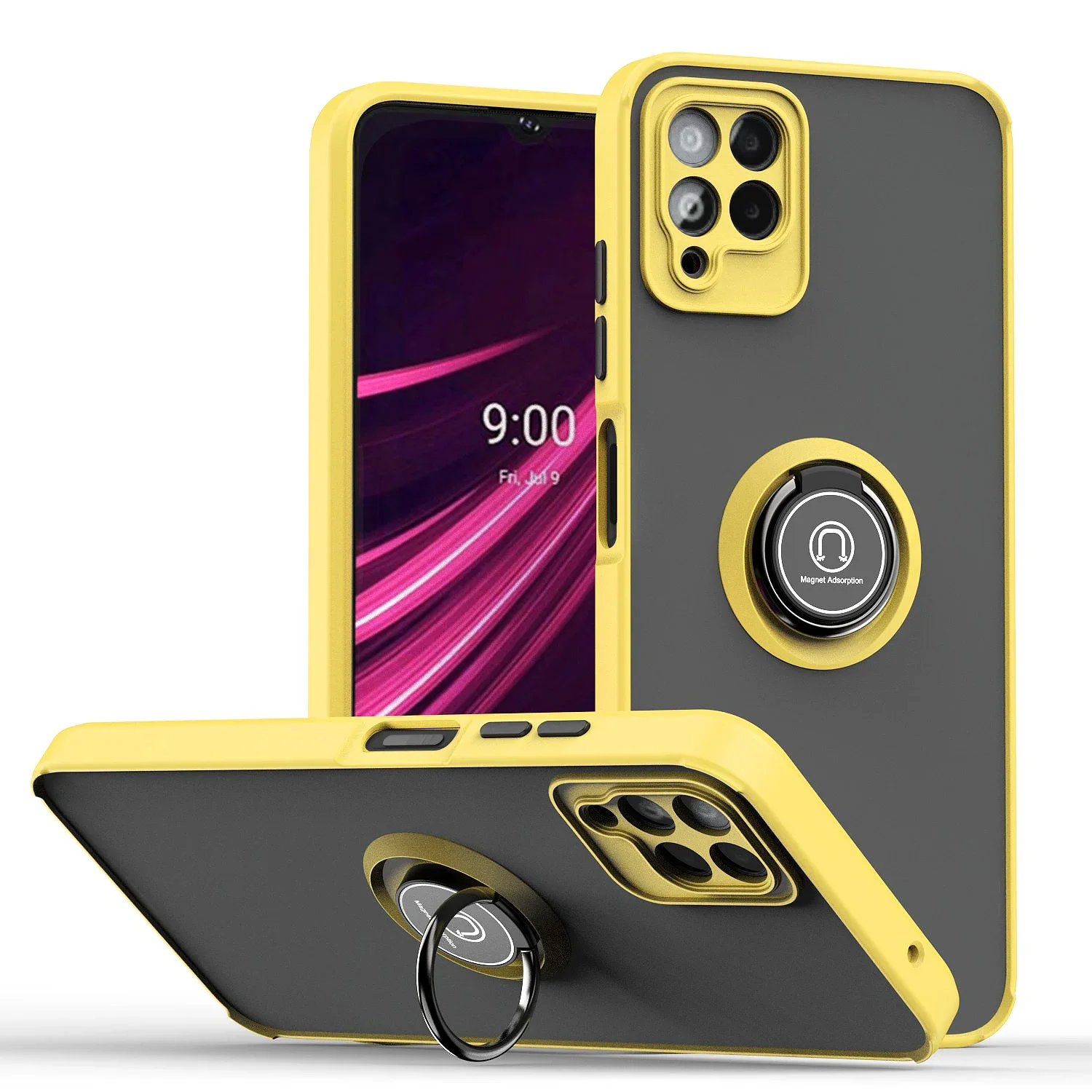 Armored Matte Case with Magnetic Ring Holder and Stand - Shockproof Protection Cover