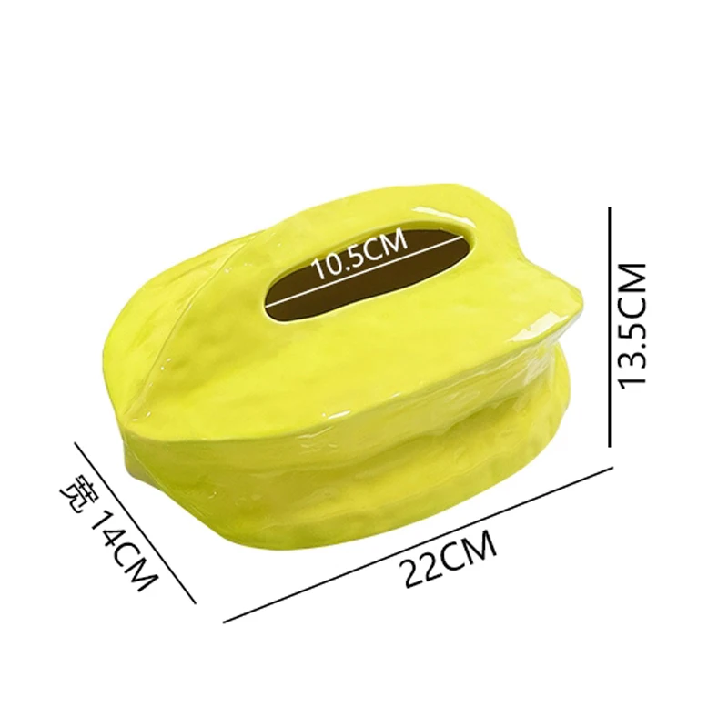 Creative Ceramic Cute Carambola Shaped Tissue Box, Light Luxury Napkin Box, Home Living Room Bedroom Hotel Table Decoration, 1Pc