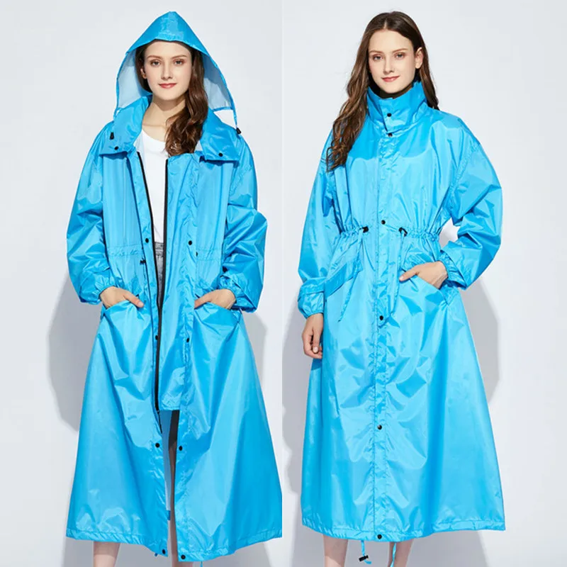 Long Waterproof Hooded Raincoat for Women Ponchos Jackets Windproof Female  Hiking Rainwear Chubasqueros Mujer - AliExpress