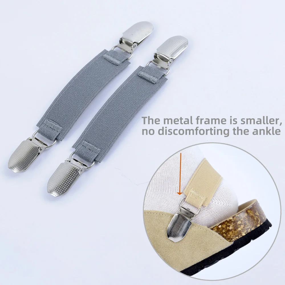זוג רצועות עקב אלסטיות לנעליים עם קשירת קליפס, רצועות רחבות לנעליים אנטי-התרפשות לסנדלים וסנדלים