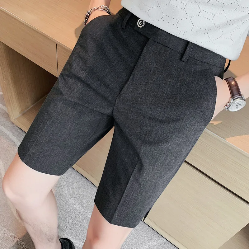 28-38 Men's Slim Casual Shorts Men Summer New Social Business Fashion Solid Color Wedding Thin Short Male luxury Brand Clothing