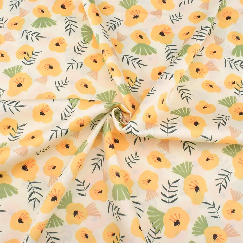 Chainho,Printed Twill Weave Cotton Fabric,Patchwork Cloth,DIY Sewing Quilting Material,Little Blossom,2 Specification,CC141