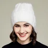 VISROVER 10 Color Rabbit Cashmere unisex Woman Winter Hat With Lurex Autumn Beanies Cashmere Woman Warm Rabbit Fur Skullies Gift 3