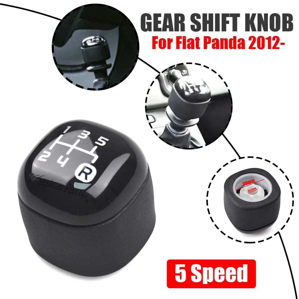 Gear Knob Stick Button For Fiat For Panda From 2012-Black 5-speed Black Plastic Gear Shift Knob Handball Gear Lever Car Gear