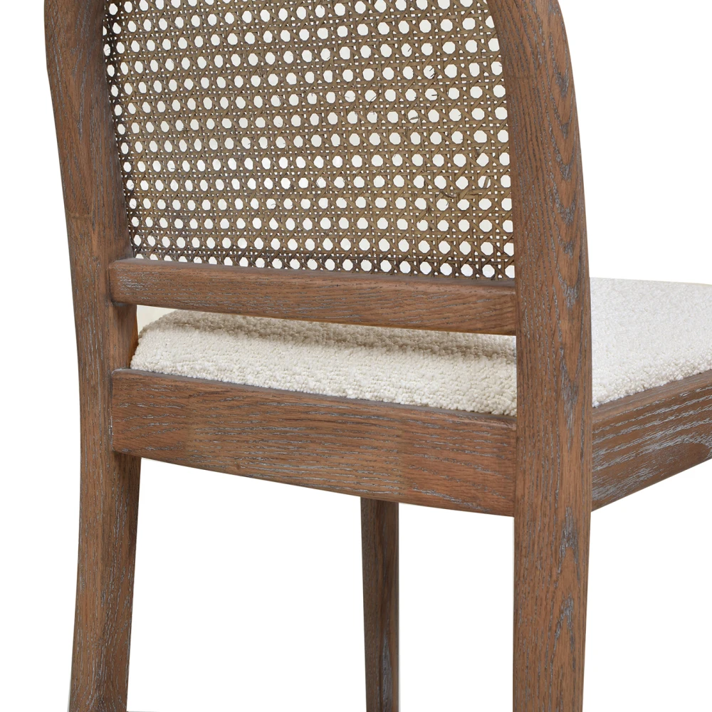 Panama 26.5" Curved Back Cane Rattan Counter Stool, Set of 2, Ivory White Boucle 5