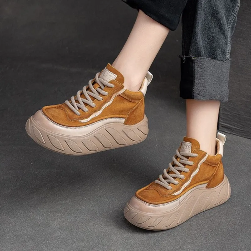 

YourSeason Genuine Leather Ladies Flat Platform Shoes 2023 Autumn Winter Thick Soled Women Comfortable Casual Short Boots