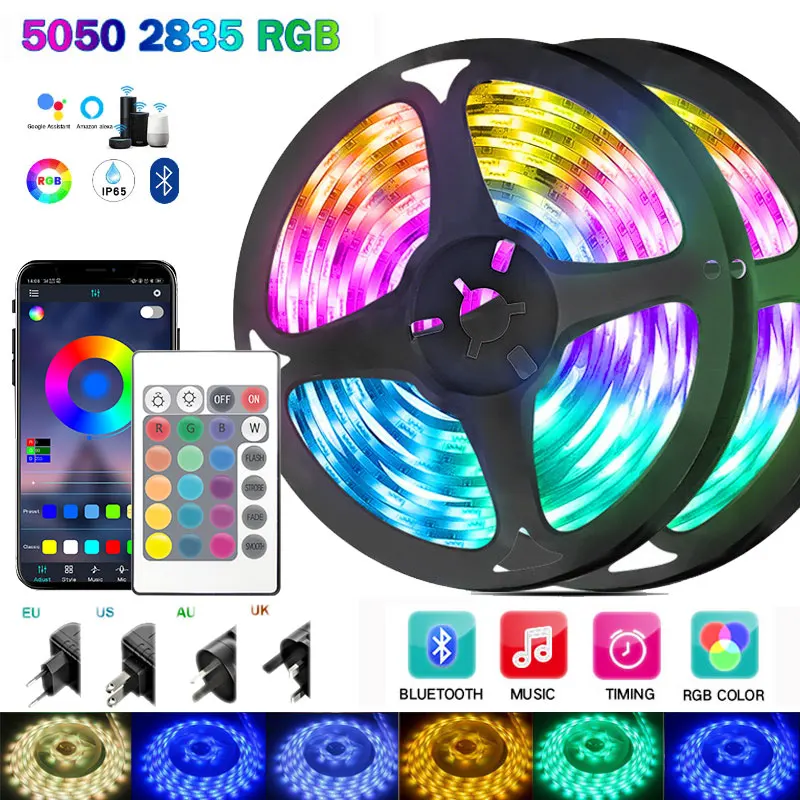 

Led Strip Light 5050 2835 Rgb Diode Tape With Wifi Bluetooth Controller 12V Smart Home 10M 15M 20M Led Wall Room Decor Ribbon