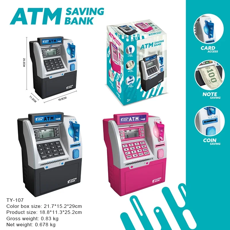 Adult's Children's ATM Automatic Teller Machine Piggy Bank with Large Capacity for Entry and Exit, Smart Password Card Swiping 5