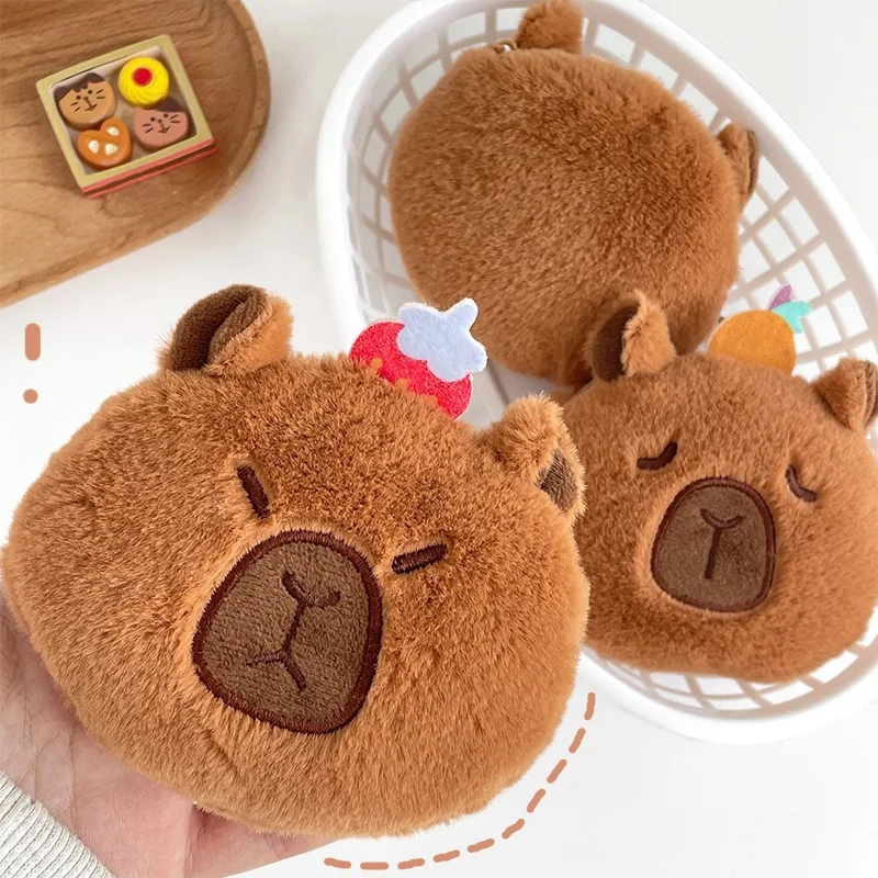 Cute Plush Capybara Coin Purse Fashion Kawaii Zipper Wallet Lipstick Bag Small Cartoon Bags Pendant Earphone Bag Gift for Girls