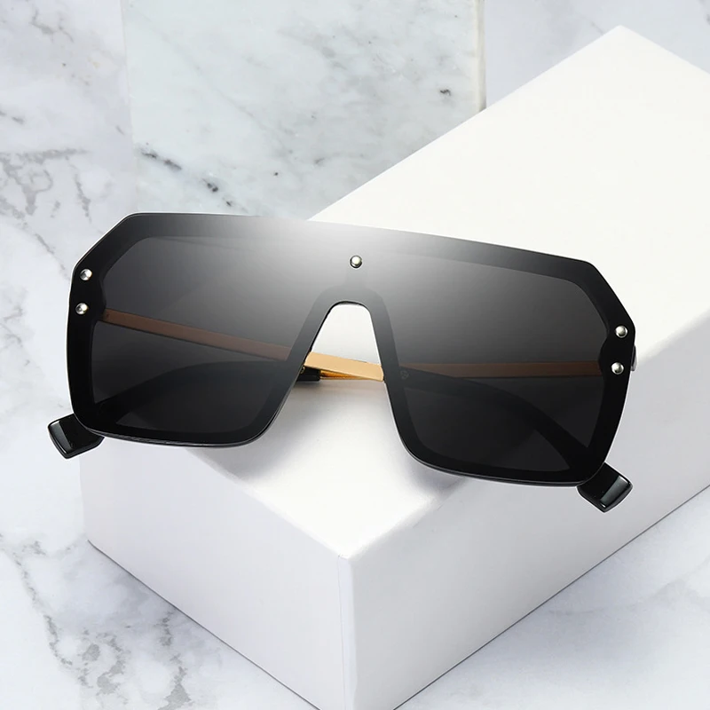 

Luxury Brand Classic Retro Square Oversized Sunglasses Women Shield Mirror Sunglasses for Men UV400