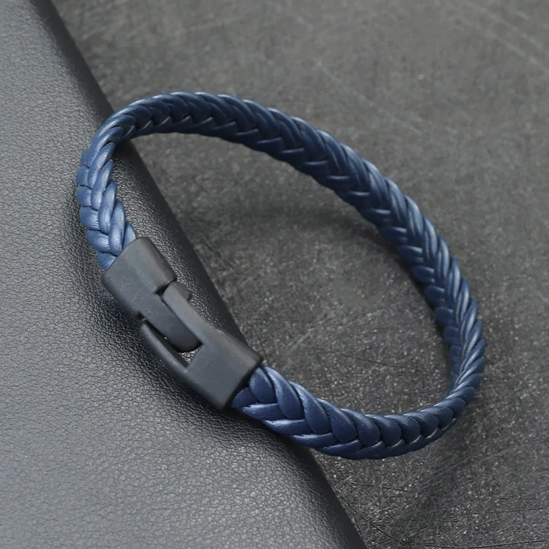 hectic 初期　バンドポーチ Noter New Men Leather Bracelet Handmade Weaven Easy Hook