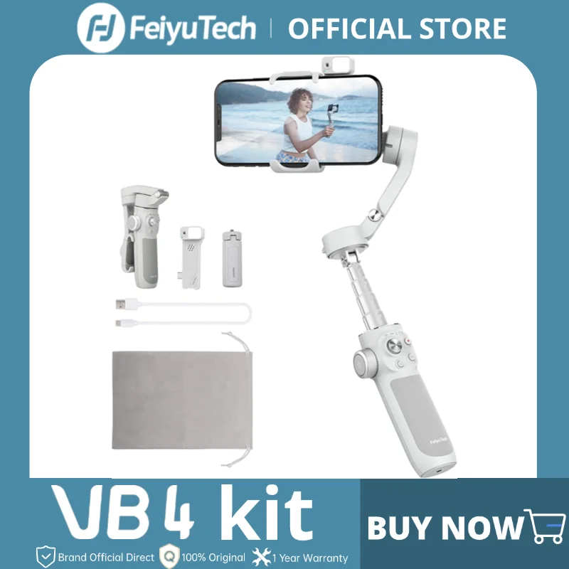 FeiyuTech VB4 Kit Smartphone Stabilizer Face Tracking Fill light 3-Axis Phone Gimbal Built-in Selfie Stick Portable iPhone16 handheld gimbal stabilizer selfie stick gimbal stabilizer handheld gimbal