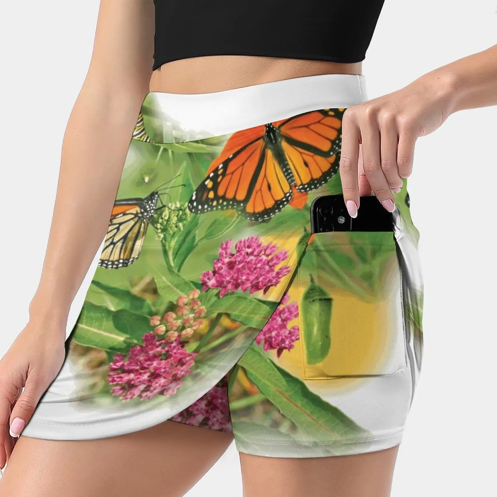 

Monarch Life Cycle Women's skirt With Hide Pocket Tennis Skirt Golf Skirts Badminton Skirts Running skirts Gardens With Gardens