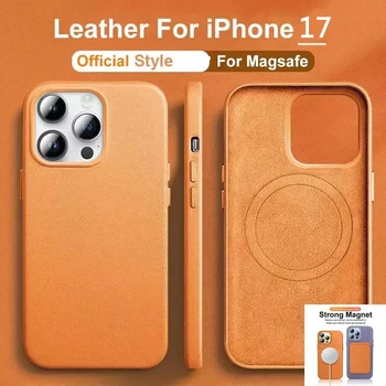 Official Magnetic Leather Case for Apple iPhone 17 Pro Max 16 13 12 14 15 Plus Original MacSafe for MagSafe Cover Accessories 1