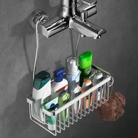 Space Aluminum Bathroom Shower Rack with Hanger, No Drilling Installation, Storage Basket, Shower Accessories Bathroom Shelf 2