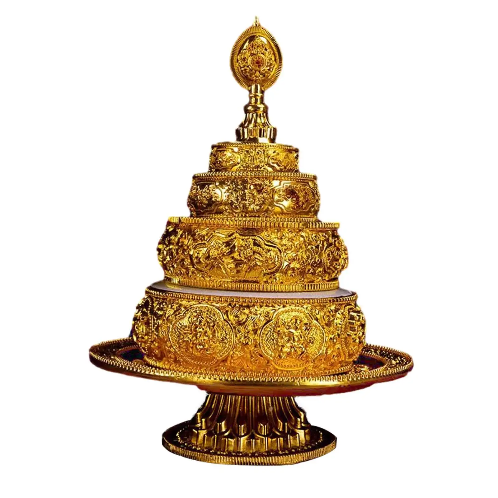 

Tibetan Buddhist Offering Carving Symbols Decoration Handmade Desktop Manza Dish for Office Dining Room Desk Home Holiday Gifts
