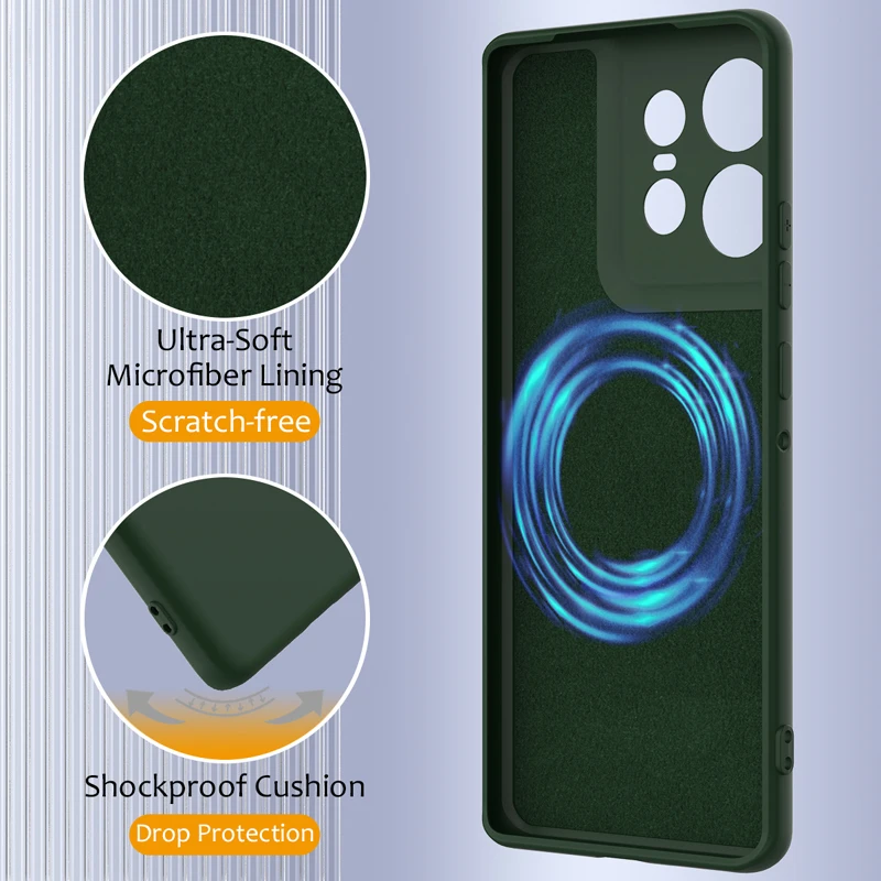 Magnetic Soft Liquid Silicone Strap Case with Microfiber Lining