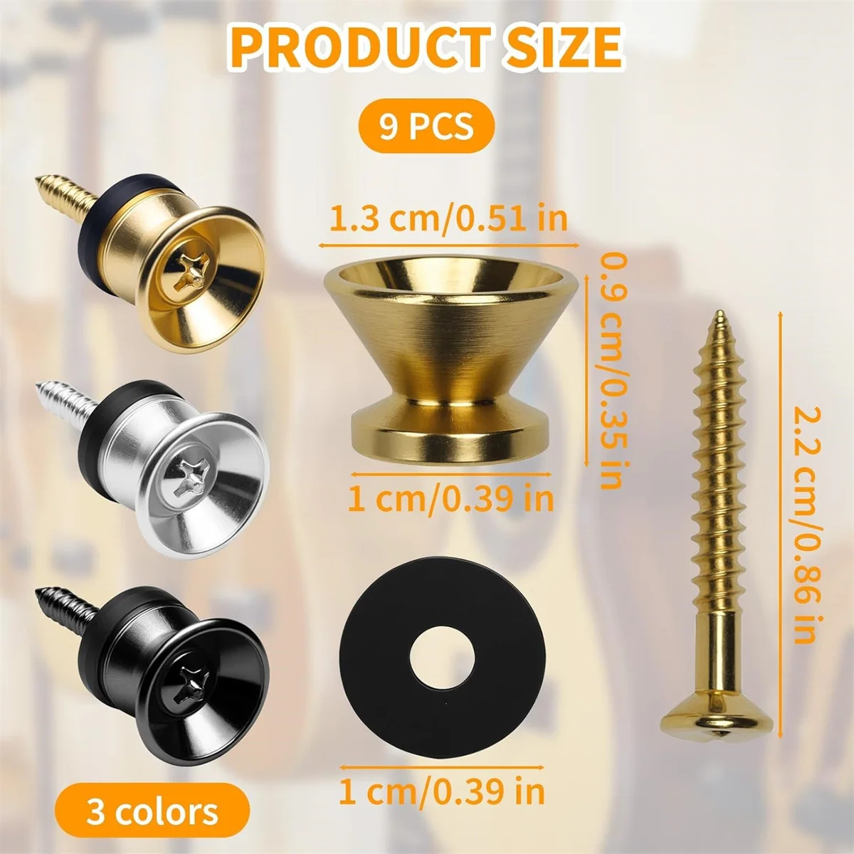 2Pcs Metall Gitarre Taste Elektrische Bass Strap Locking Pegs Robuste Ende Ukulele Schnalle Lock Pins Gitarre Zubehör Reiche Farben – Detail 15