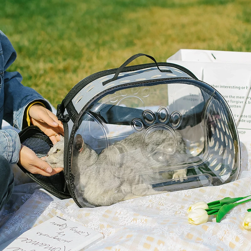 Transparent Foldable Outdoor Pet Travel Carrier Bag Portable Foldable Transparent Handbag Carrier Shoulder Travel Bag