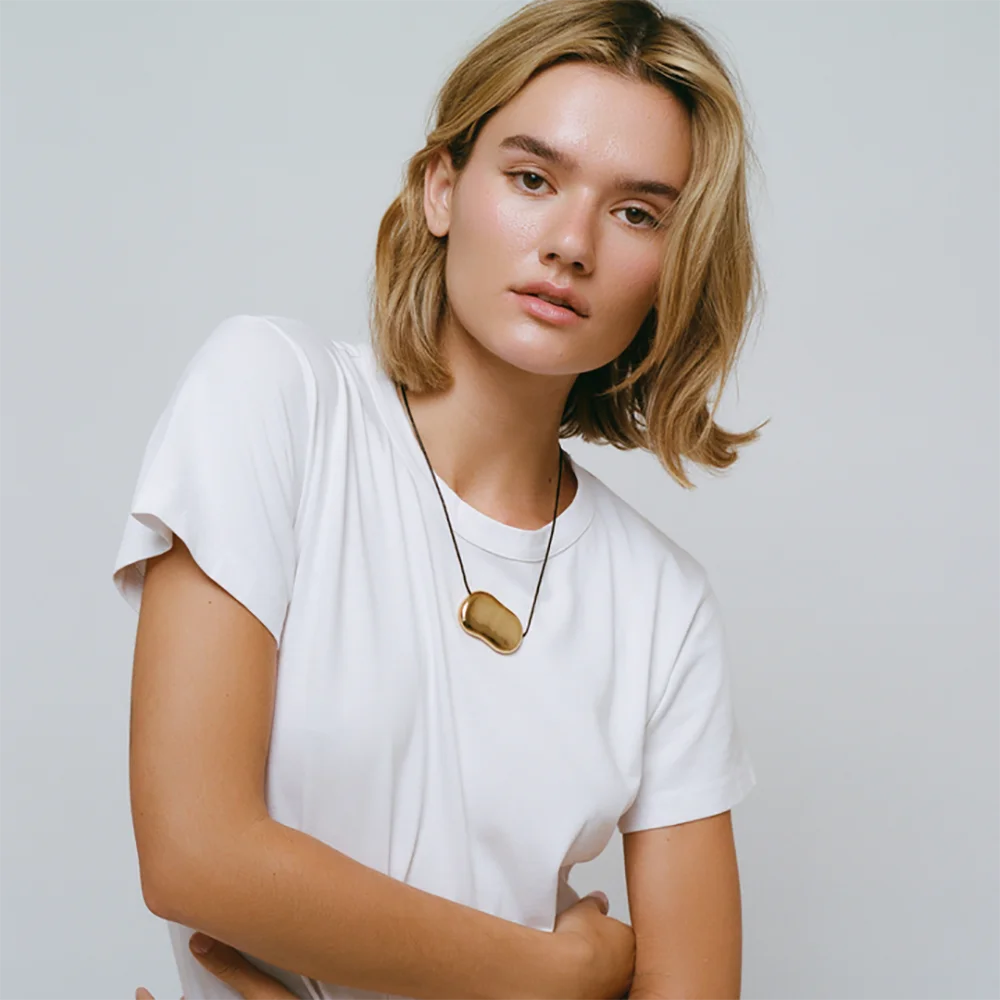 Y2K Short Black Waxed Cord Big Chunky Geometric One Piece Neckalce for Women Minimalist Clavicle Choker Gothic Jewelry Wholesale