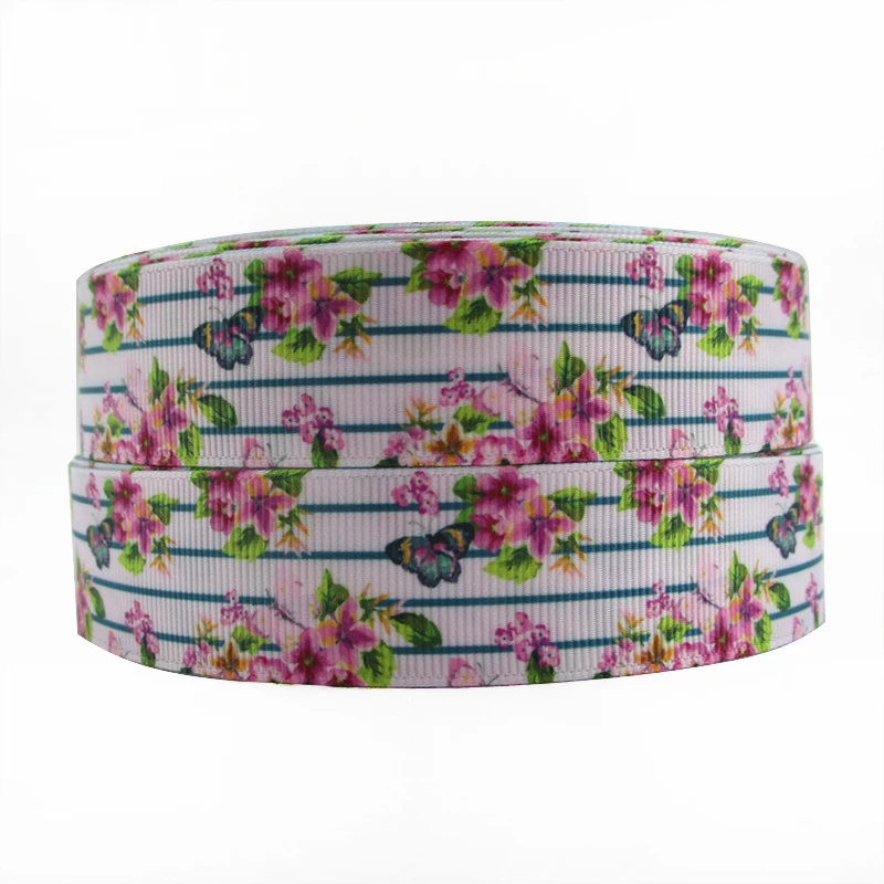 5 Yards Multi Size Flower Theme Grosgrain Ribbon Fabric for Gift Wrapping Floral Printed Ribbon DIY Hair Bow Crafts 5Yc8557 ribbon decoration ribbon supplies wrapping ribbon grosgrain ribbon